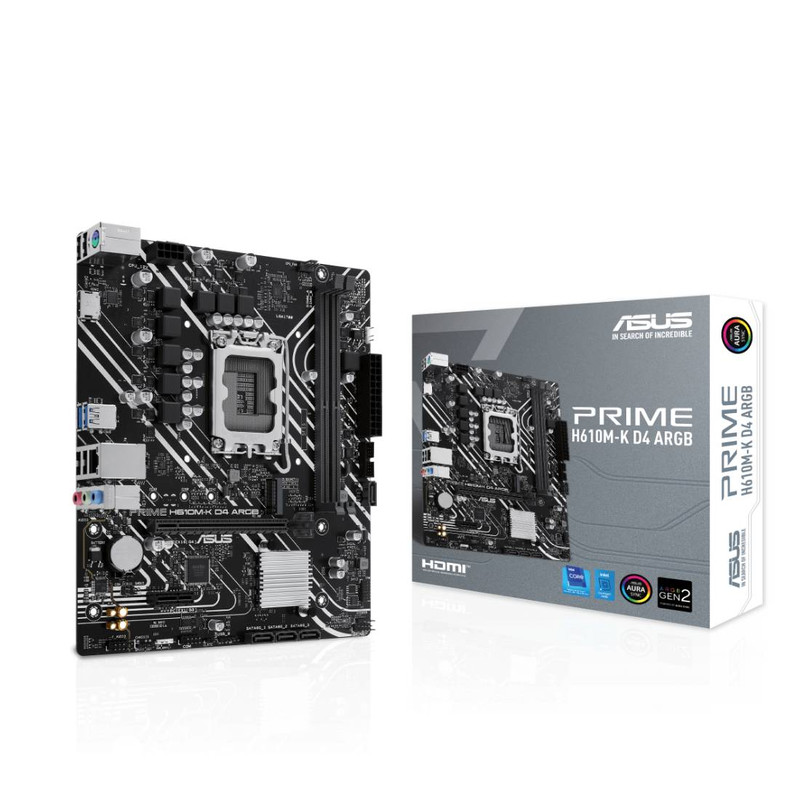 Asus Prime H610M-K D4 ARGB DDR4 LGA1700 Intel mATX Gaming Motherboard - اللوحة الأم